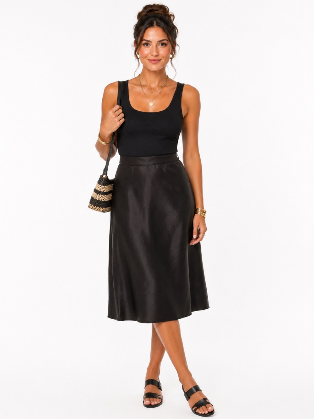 A-Line Midi Skirt - Black